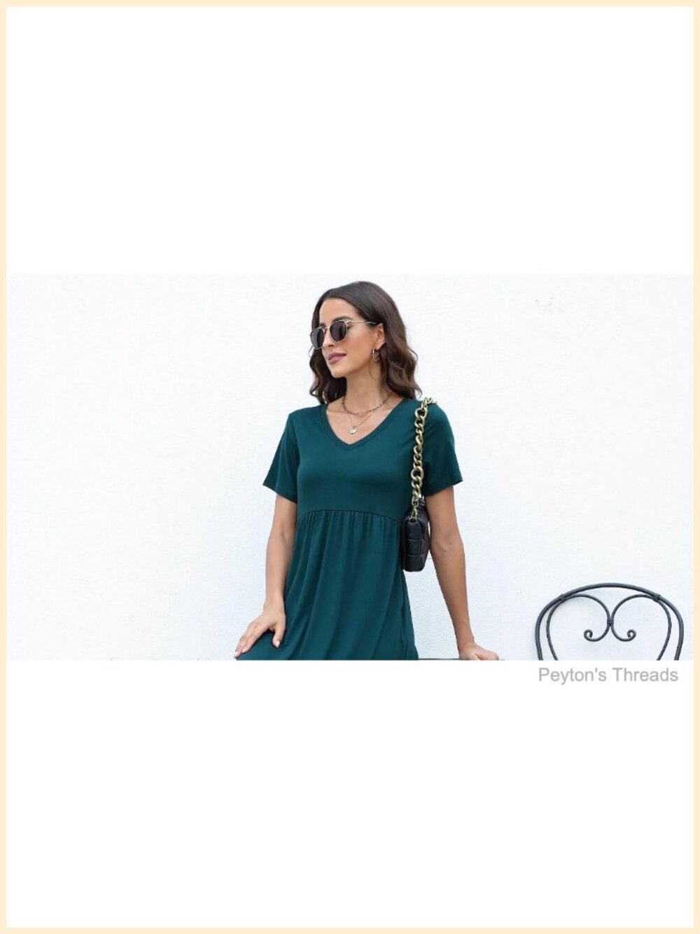 V Neck Swing Dress Flowy Tiered Maxi Beach Sundress with Pockets - Picture 5 of 6